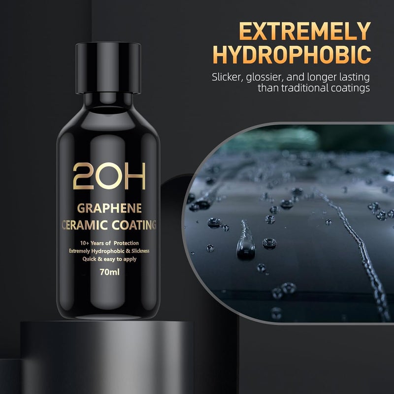 DRONAR 20H Advanced Graphene Ceramic Coating for Cars (70ml) - Car Detailing Kit, 10+ Years of Long Lasting Protection, Apply After Car Wash & Paint Correction, Ultra High Gloss - Image 3